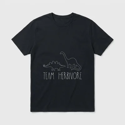 Team Herbivore Cute Dinosaur T-Shirt – Two dinosaur outlines, text reading Team Herbivore – Classic T-Shirt in Black