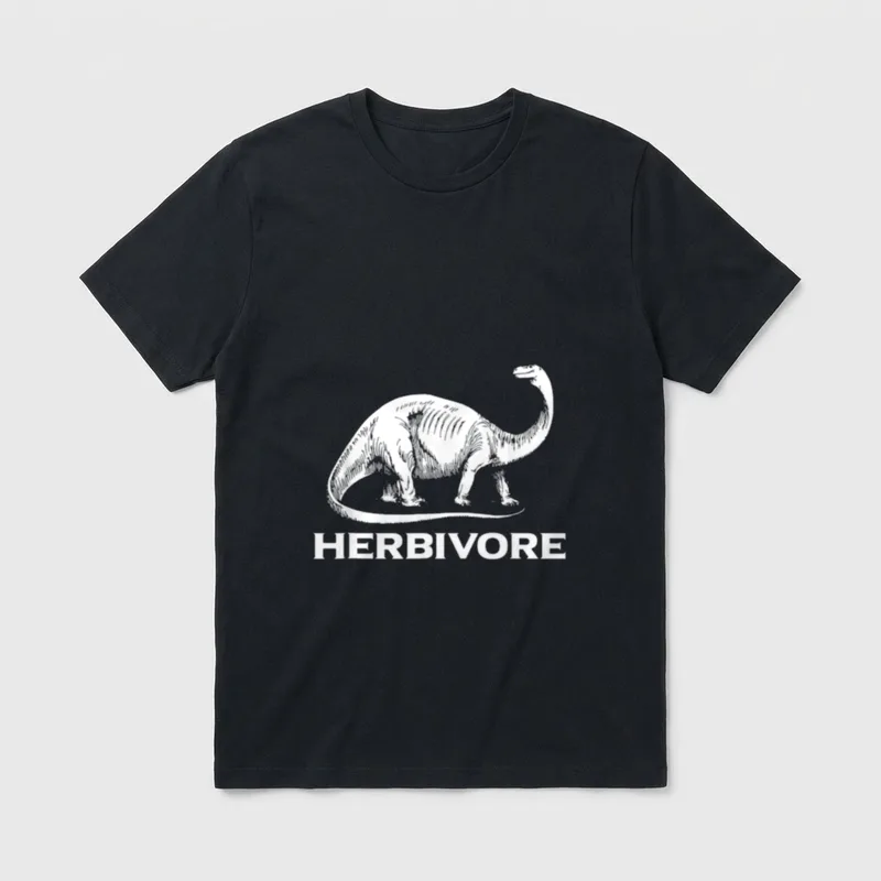 Vegetarian Life Style Herbivore T-Shirt – Engraved sauropod dinosaur with the word HERBIVORE – Classic T-Shirt in Black