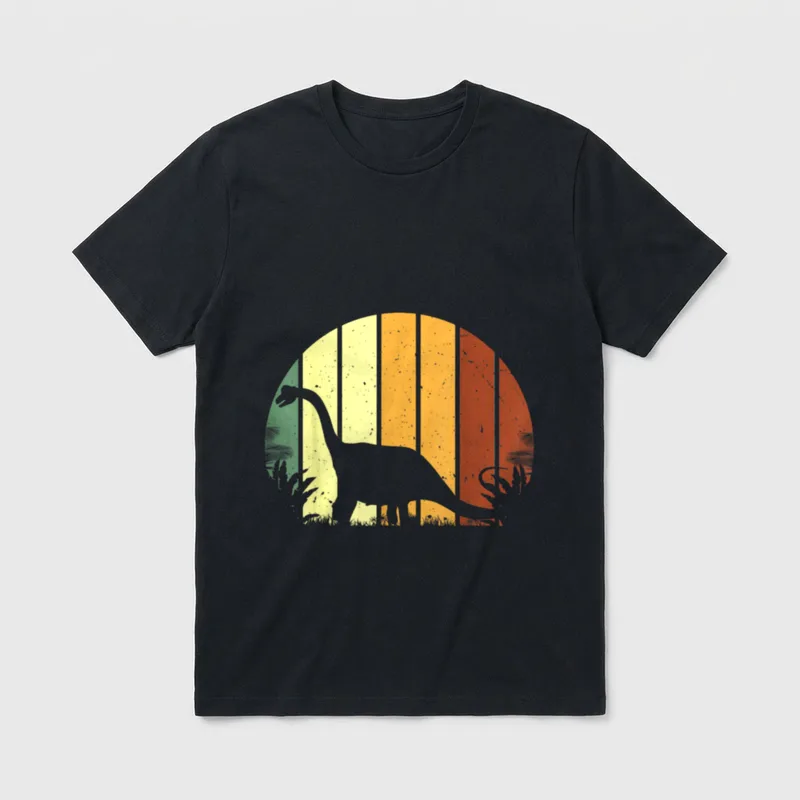 Retro Brontosaurus Dinosaur Vegetarian T-Shirt – Classic T-Shirt in Black