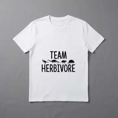 Team Herbivore Funny Dinosaur T-Shirt – TEAM HERBIVORE text with four dinosaur silhouettes – Classic T-Shirt in Black