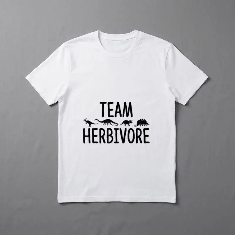 Team Herbivore Funny Dinosaur T-Shirt – TEAM HERBIVORE text with four dinosaur silhouettes – Classic T-Shirt in Black