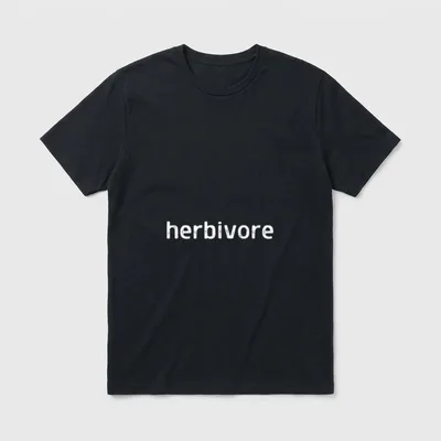 Herbivore Vegan for Plant T-Shirt – The word herbivore printed in white lowercase letters – Classic T-Shirt in Black