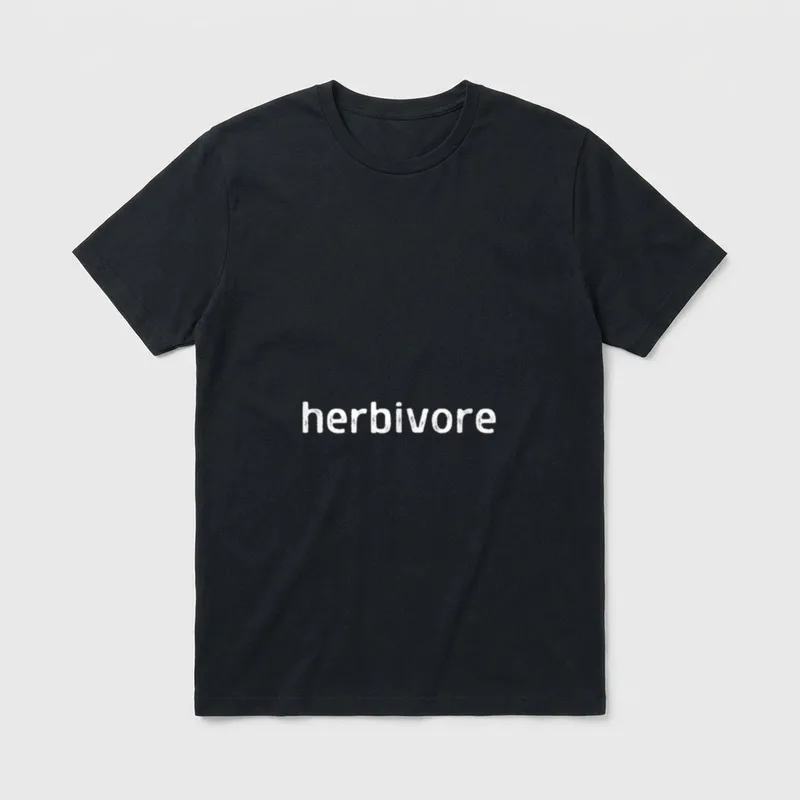 Herbivore Vegan for Plant T-Shirt – The word herbivore printed in white lowercase letters – Classic T-Shirt in Black