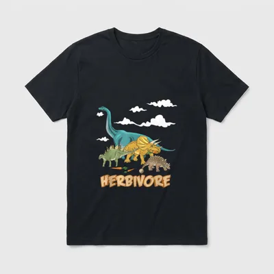 Funny Herbivore Dinosaur Retro T-Shirt – Classic T-Shirt in Black