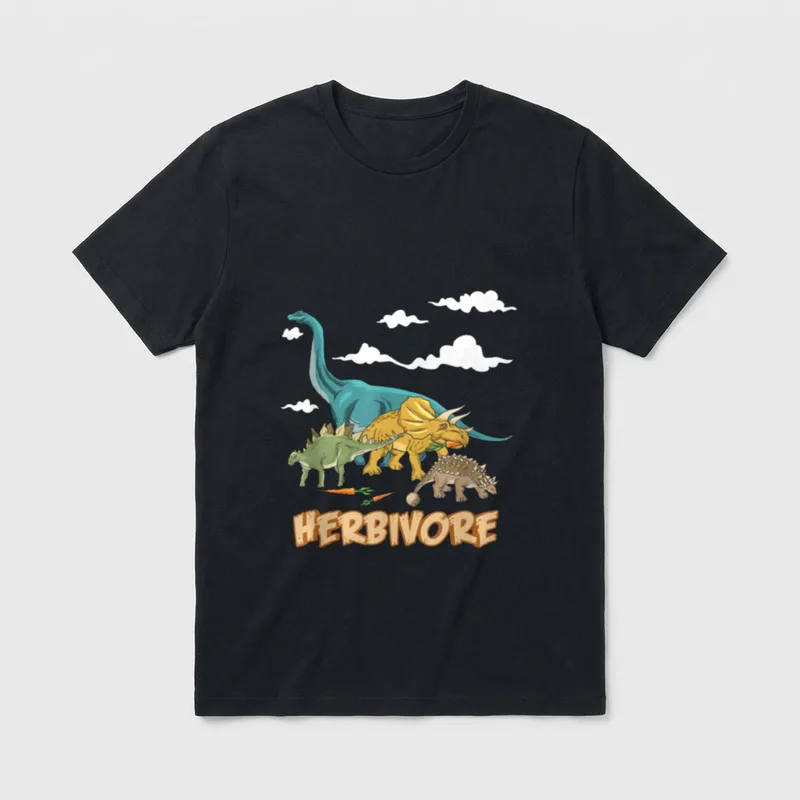 Funny Herbivore Dinosaur Retro T-Shirt – Classic T-Shirt in Black