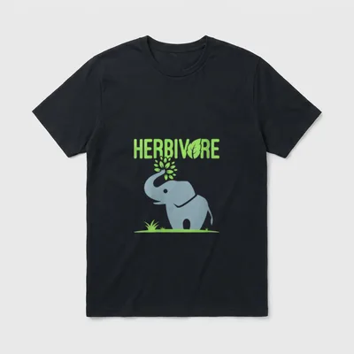 Elephant Herbivore Vegan Vegetarian Cute T-Shirt – Classic T-Shirt in Black