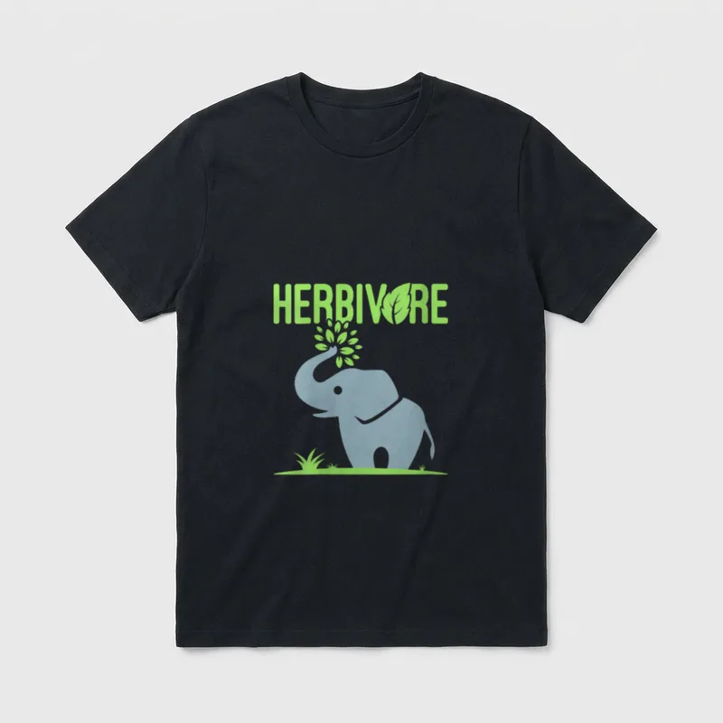 Elephant Herbivore Vegan Vegetarian Cute T-Shirt – Classic T-Shirt in Black
