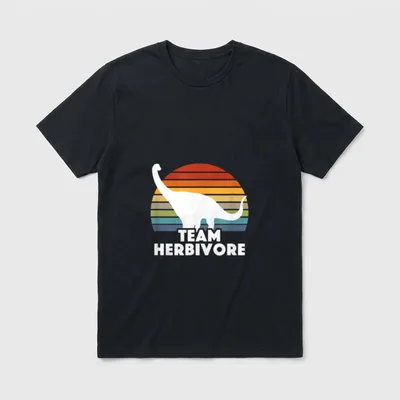 Retro Dinosaur Funny Vegan T-Shirt – Classic T-Shirt in Black