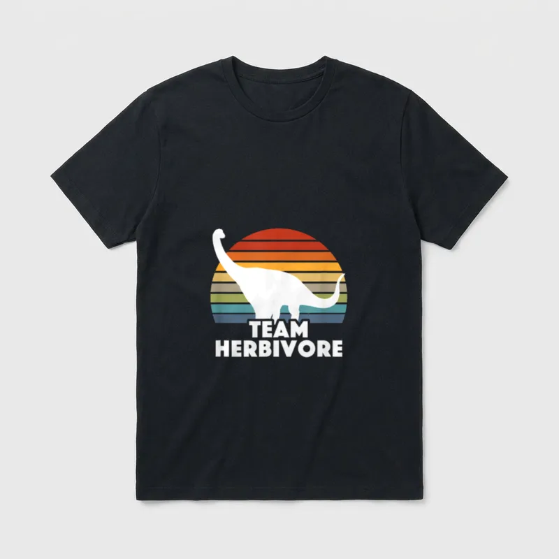 Retro Dinosaur Funny Vegan T-Shirt – Classic T-Shirt in Black