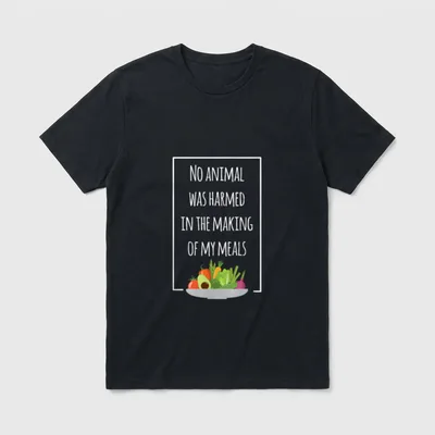 No Animal was Harmed T-Shirt – Vegetable bowl illustration with No Animal was Harmed text – Classic T-Shirt in Black
