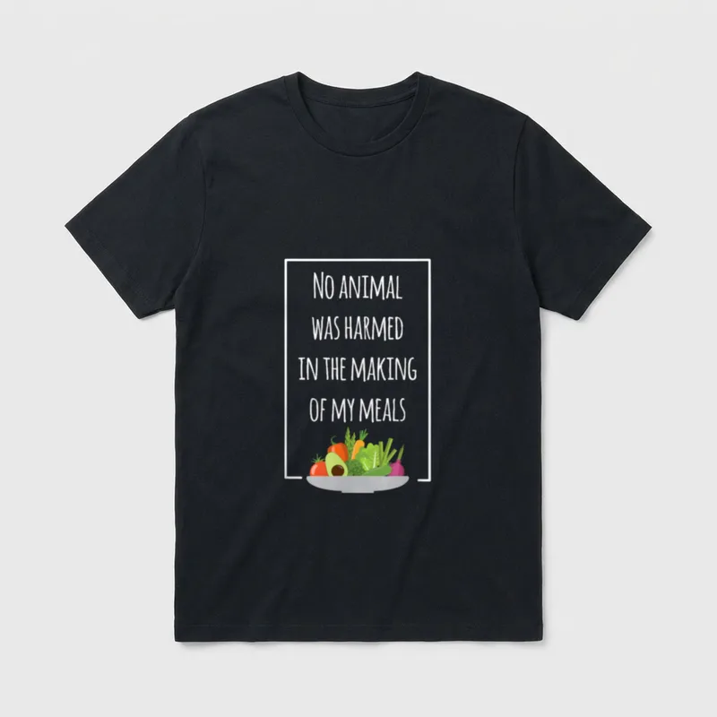 No Animal was Harmed T-Shirt – Vegetable bowl illustration with No Animal was Harmed text – Classic T-Shirt in Black