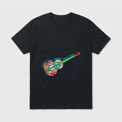 Cool Retro Guitar Design T-Shirt – Classic T-Shirt in Black