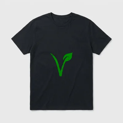 Rustic Vegan Symbol vegetarian T-Shirt – Distressed green V shaped like a sprouting leaf – Classic T-Shirt in Black