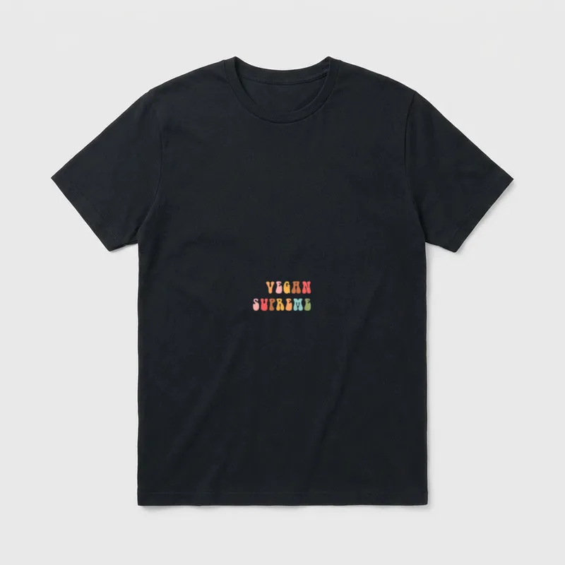 Groovy s Vegan Supreme T-Shirt – Colorful retro 70s style text reading VEGAN SUPREME – Classic T-Shirt in Black