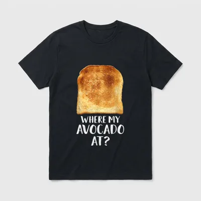 Delicious Toast Bread Vegetarian T-Shirt – Golden toast slice with text WHERE MY AVOCADO AT? – Classic T-Shirt in Black