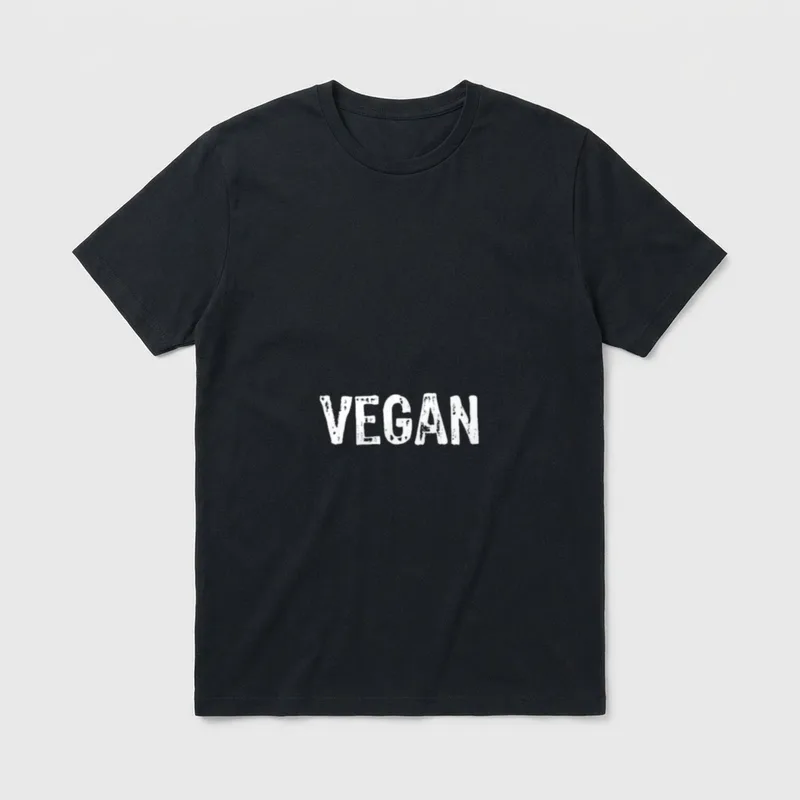 Vegan Funny Veganism Cool T-Shirt – The word "VEGAN" in large distressed white letters – Classic T-Shirt in Black