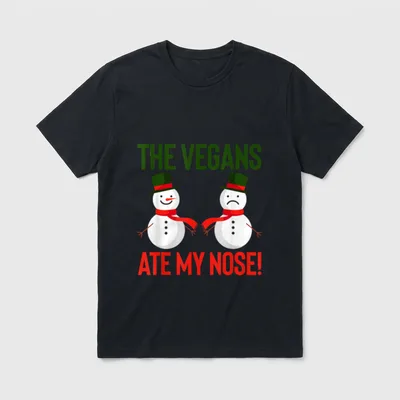 The Vegans Ate T-Shirt – Two snowmen with text reading The Vegans Ate My Nose – Classic T-Shirt in Black