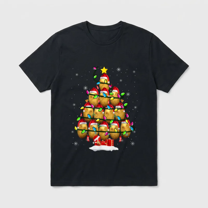 Potato Christmas Tree Cute T-Shirt – Classic T-Shirt in Black