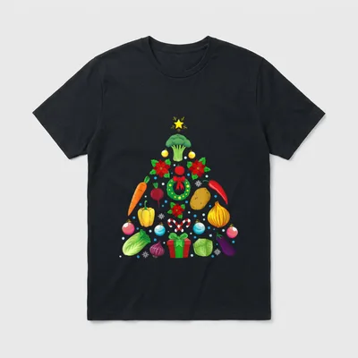 Vegetables Christmas Tree T-Shirt – Classic T-Shirt in Black
