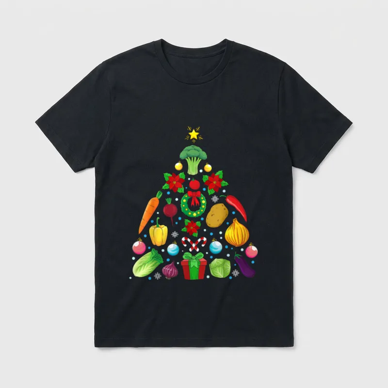 Vegetables Christmas Tree T-Shirt – Classic T-Shirt in Black