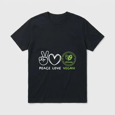 Peace Love Vegan Retro T-Shirt – Classic T-Shirt in Black