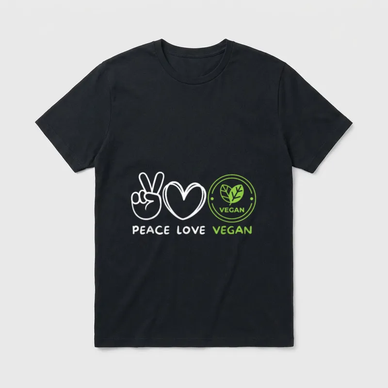 Peace Love Vegan Retro T-Shirt – Classic T-Shirt in Black
