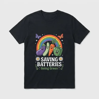 Saving Batteries Going Green T-Shirt – Classic T-Shirt in Black