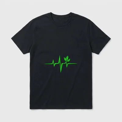 Pulse Green Heartbeat Vegan T-Shirt – Classic T-Shirt in Black