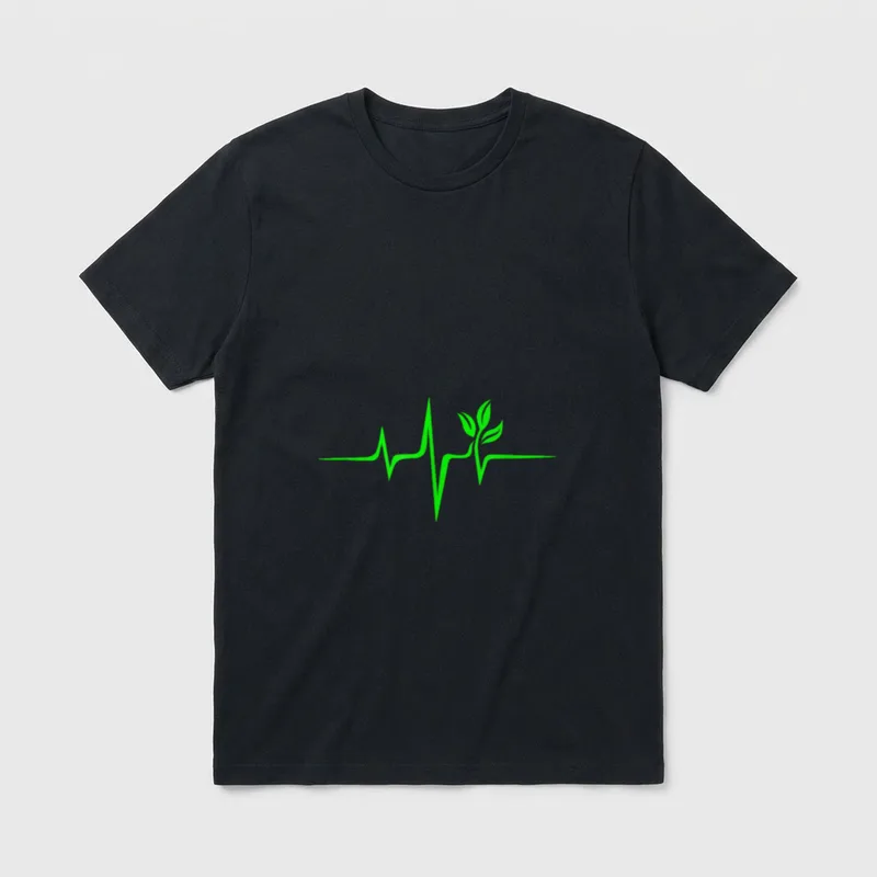 Pulse Green Heartbeat Vegan T-Shirt – Classic T-Shirt in Black