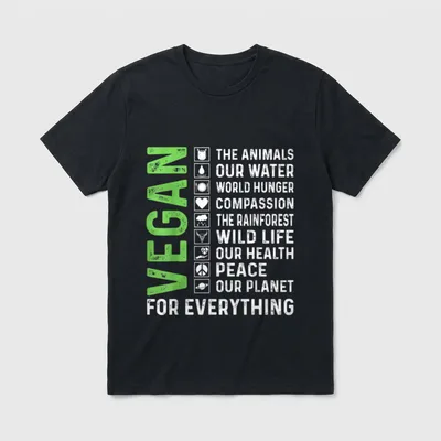 Vegan For Everything Planet T-Shirt – Classic T-Shirt in Black