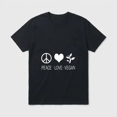 Peace Love Vegan Plant T-Shirt – Classic T-Shirt in Black