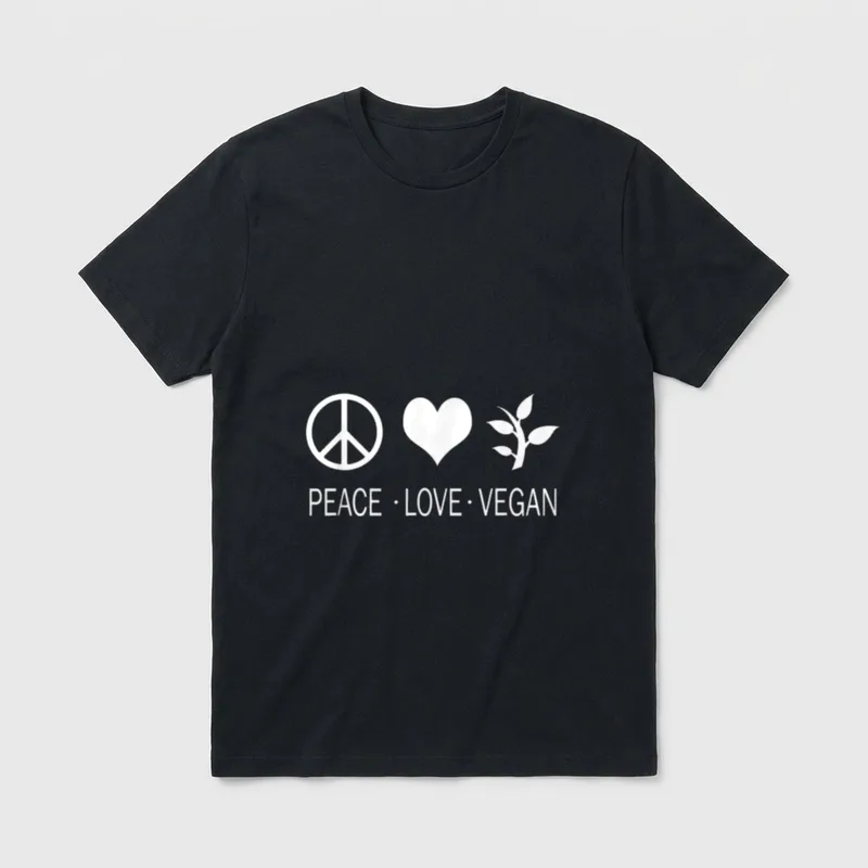 Peace Love Vegan Plant T-Shirt – Classic T-Shirt in Black