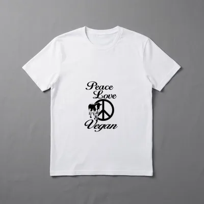 Peace Love Vegan Great T-Shirt – Peace Love Vegan text with cow in peace symbol – Classic T-Shirt in Black