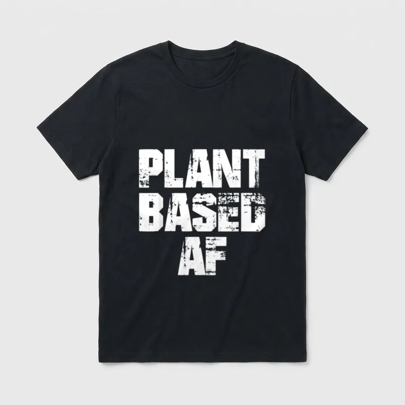 PLANTBASED AF vegan plant T-Shirt – PLANT BASED AF in distressed white letters – Classic T-Shirt in Black