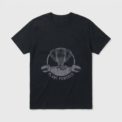Plant Powered Vegan Elephant Funny T-Shirt – Classic T-Shirt in Black