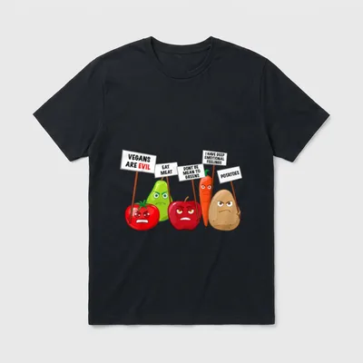 Funny Vegan Vegetables Fruits T-Shirt – Classic T-Shirt in Black