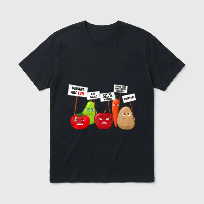 Funny Vegan Vegetables Fruits T-Shirt – Classic T-Shirt in Black