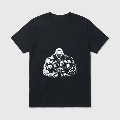 Unisex-Adults Gorilla Bodybuilder Vegan T-Shirt – Classic T-Shirt in Black