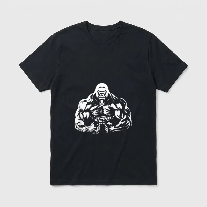 Unisex-Adults Gorilla Bodybuilder Vegan T-Shirt – Classic T-Shirt in Black