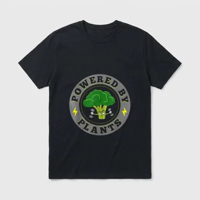 Powered By Plants Funny T-Shirt – Classic T-Shirt in Black