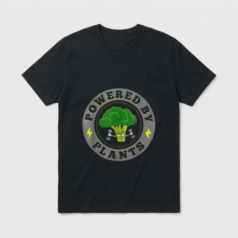 Powered By Plants Funny T-Shirt – Classic T-Shirt in Black
