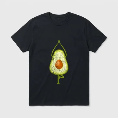 Yoga Avocado Funny Vegan T-Shirt – Avocado in yoga meditation pose with closed eyes – Classic T-Shirt in Black