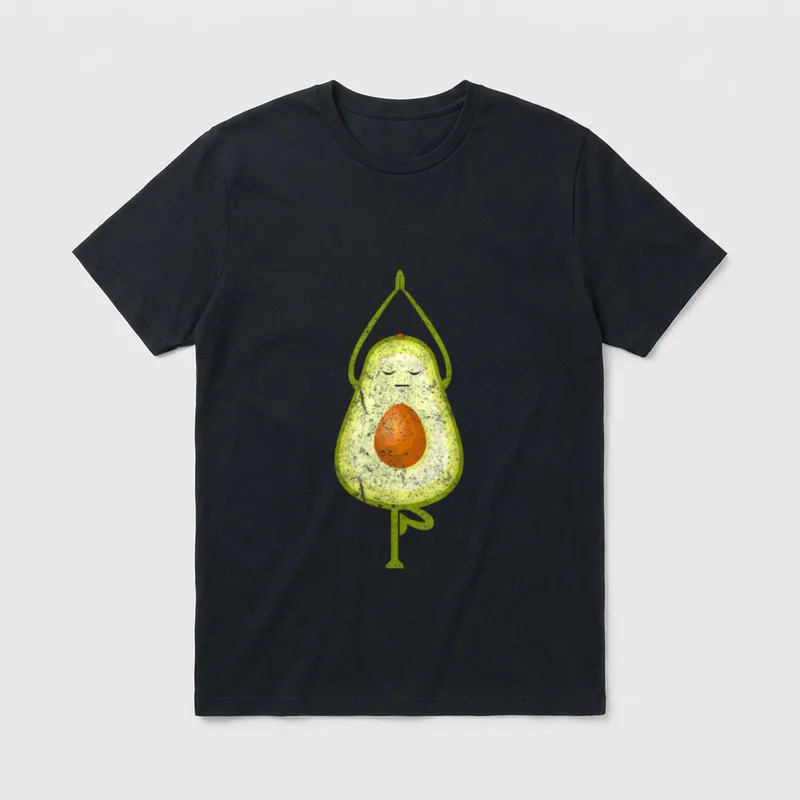 Yoga Avocado Funny Vegan T-Shirt – Avocado in yoga meditation pose with closed eyes – Classic T-Shirt in Black