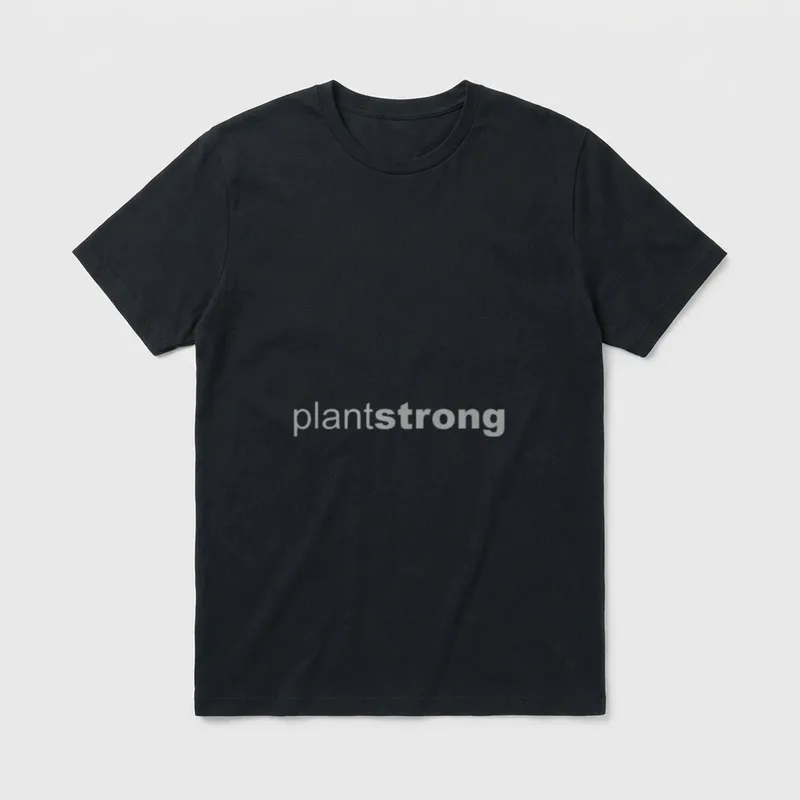 Plant Strong Plant Strong T-Shirt – The word "plantstrong" in large, bold gray lettering – Classic T-Shirt in Black