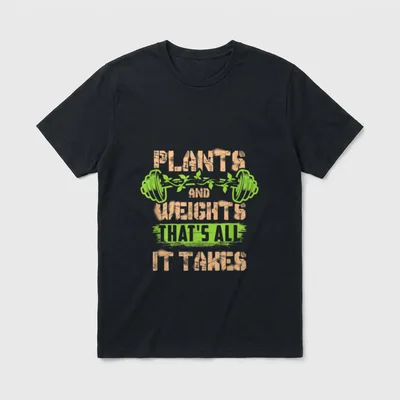 Vegan Workout Powered Plants T-Shirt – Classic T-Shirt in Black