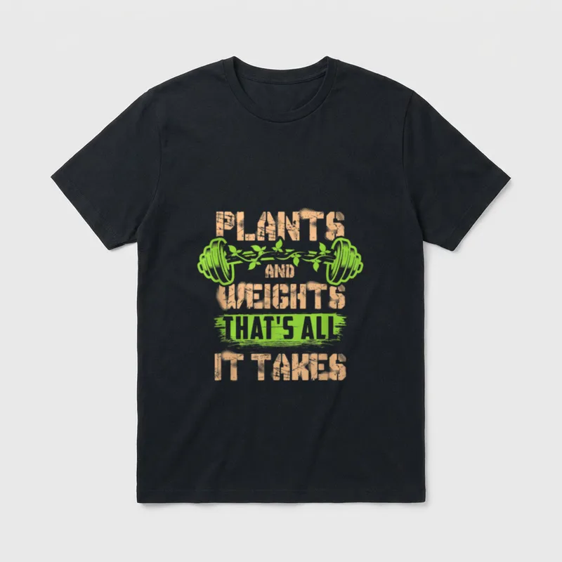Vegan Workout Powered Plants T-Shirt – Classic T-Shirt in Black