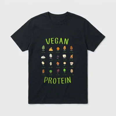 Funny Vegan Protein Sources Vegetarian T-Shirt – Classic T-Shirt in Black