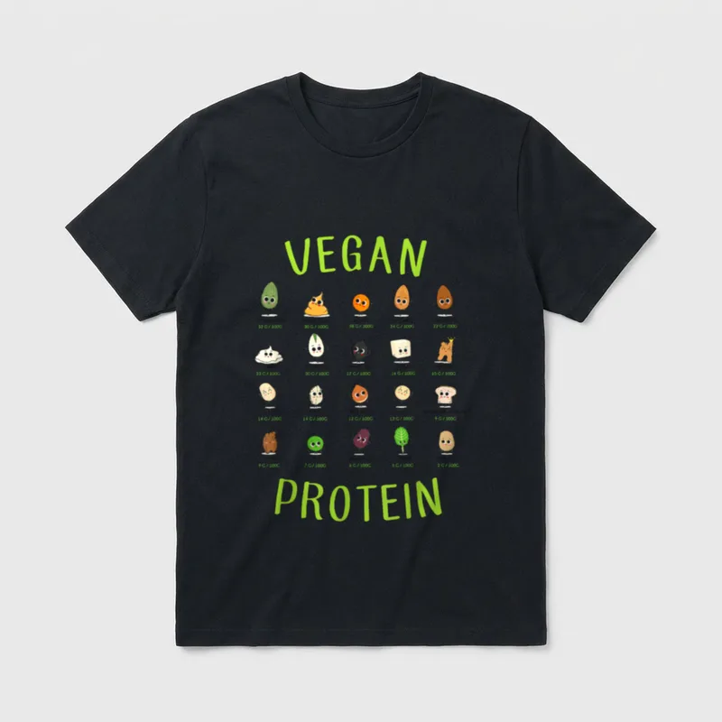 Funny Vegan Protein Sources Vegetarian T-Shirt – Classic T-Shirt in Black