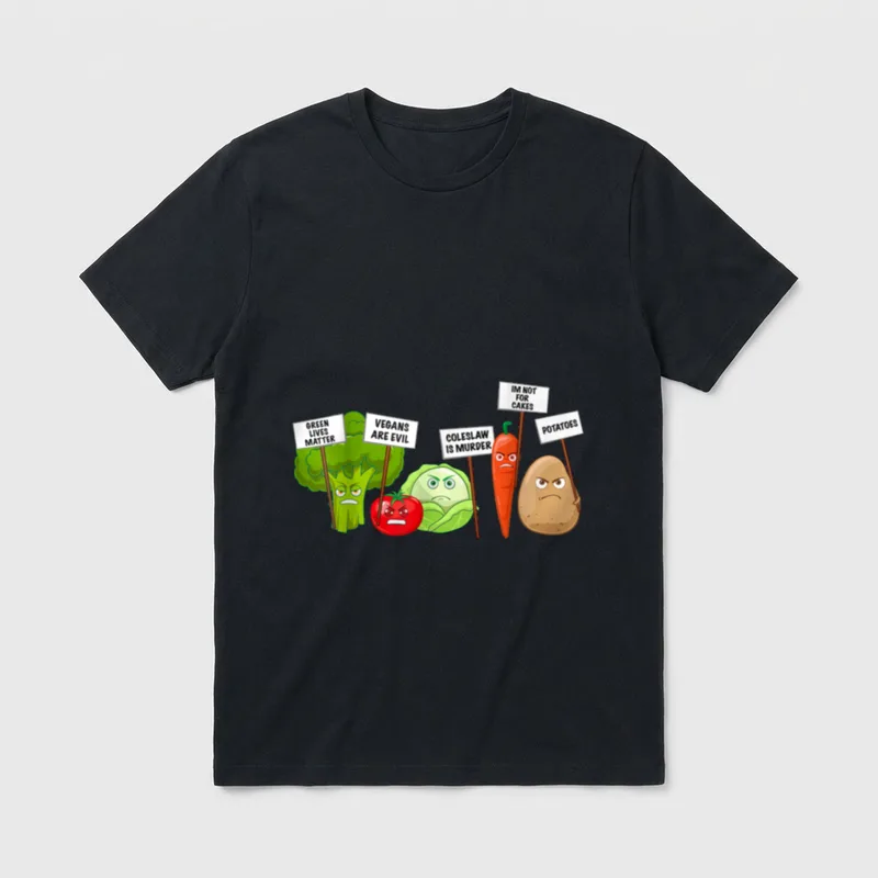 Funny Vegan Vegetables Fruit T-Shirt – Classic T-Shirt in Black