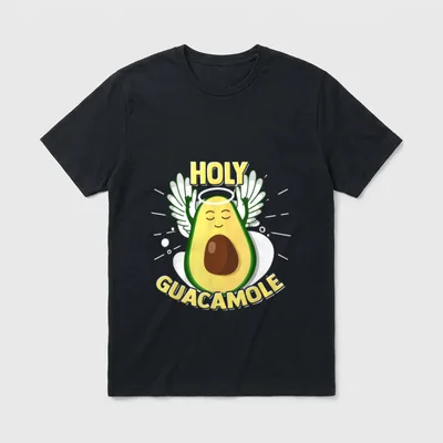 Avocado Salad Lifestyle Fitness T-Shirt – Angel avocado with wings halo and holy guacamole text – Classic T-Shirt in Black